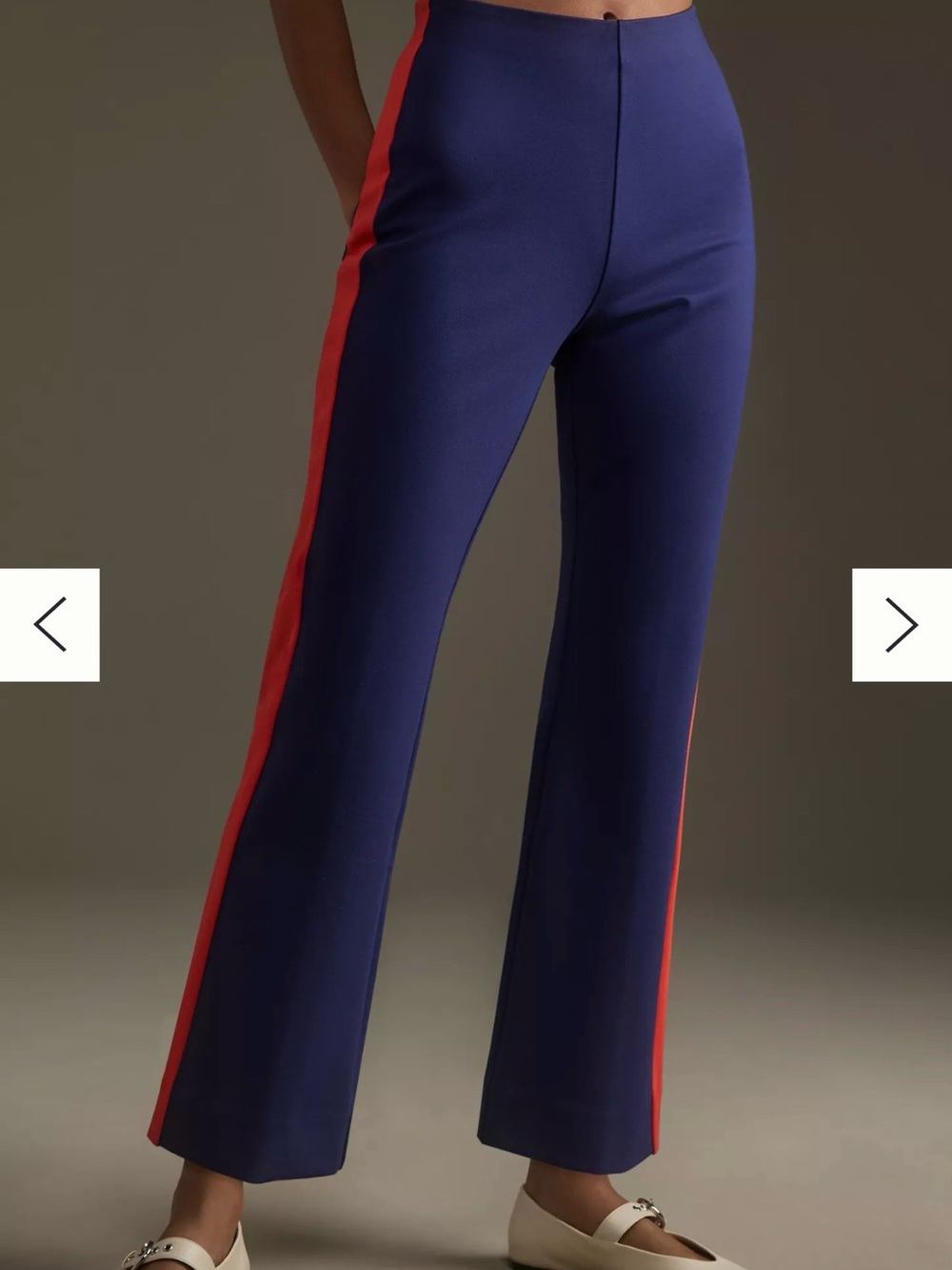 Maeve The Margot Kick-Flare Cropped Pants Sport Stripe Edition Navy Red Stripe L